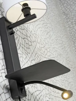 it's about RoMi Wandlamp ijzer Florence plank+usb+leeslamp 15000hrs incl. dimmer zwart Outlet