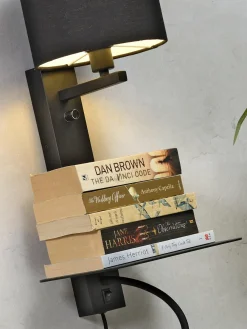 it's about RoMi Wandlamp ijzer Florence plank+usb+leeslamp 15000hrs incl. dimmer d. linnen Outlet