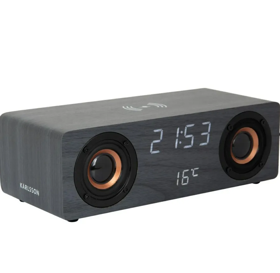 Karlsson Alarmklok Classic BT speaker Radio met telefoonoplader zwart