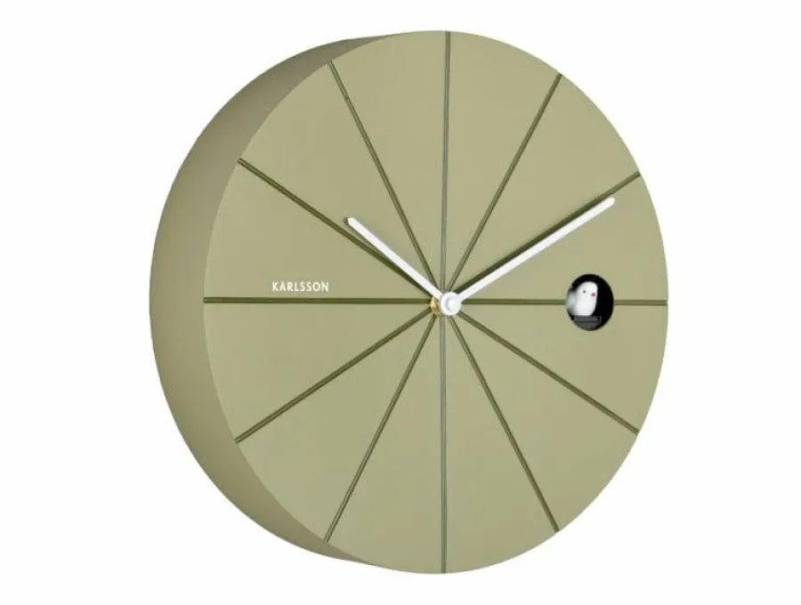 Karlsson Wandklok Destacado Cuckoo olijfgroen met luxe groen Outlet