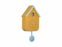 Karlsson Wandklok Dupla Color Cuckoo mango geel met zacht blauw Outlet