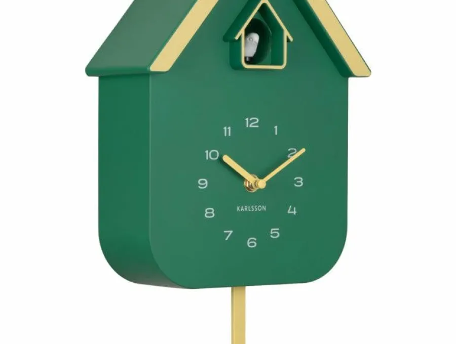 Karlsson Wandklok Dupla Color Cuckoo retro groen met zacht geel Hot