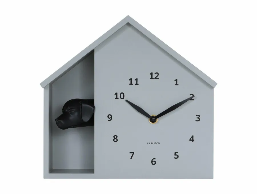 Karlsson Wandklok Peeking Doggy muisgrijs Sale