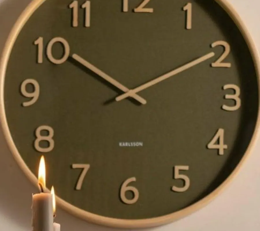 Karlsson Wandklok Pure Wood Grain mosgroen Ø 40 cm Hot