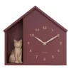 Karlsson Wandklok Sitting Cat burgundy rood Best