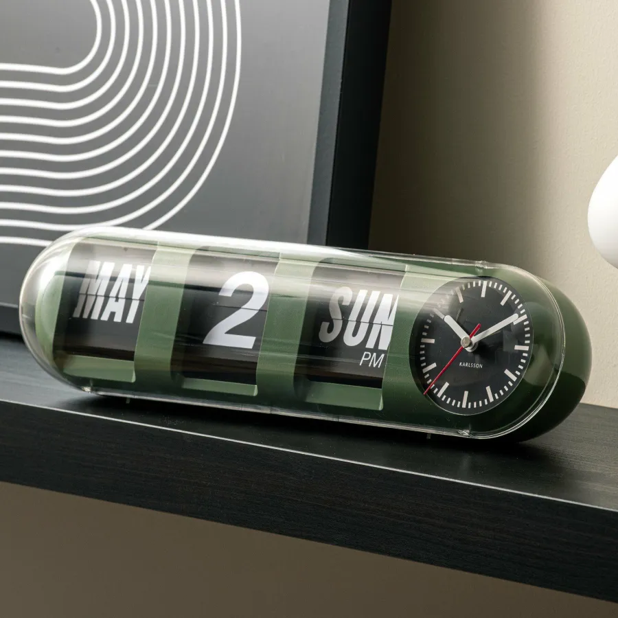 Karlsson Wandklok Tube Flip jungle groen Outlet