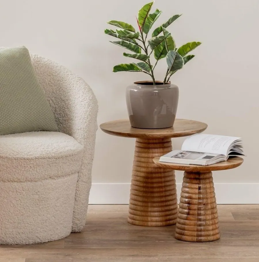 Leitmotiv Bijzettafel Force Striped Base mango