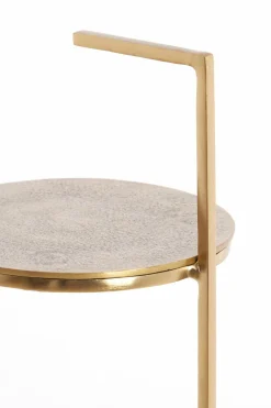 Light en Living Bijzettafel Ø26x76 cm LEDA marmer wit+antiek brons