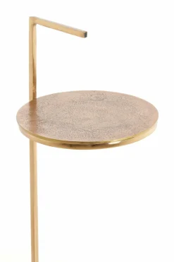 Light en Living Bijzettafel Ø26x76 cm LEDA marmer wit+antiek brons