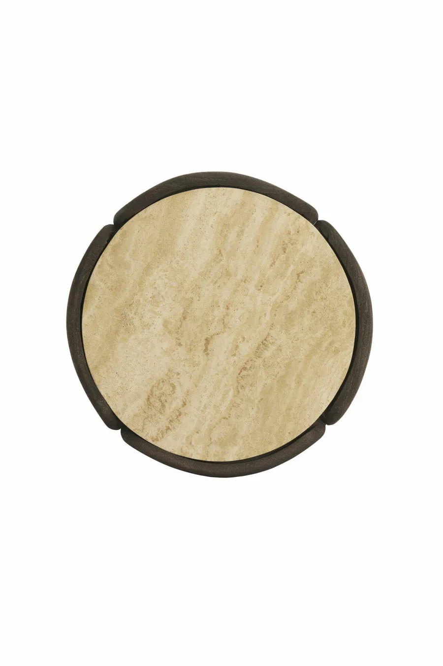 Light en Living Bijzettafel Ø45x50 cm ALI hout grijs-d bruin+travertin zand New