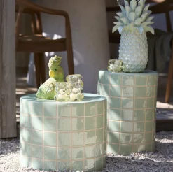 Light en Living Bijzettafel Ø42x34 cm MAUCHO keramiek licht groen+crème New