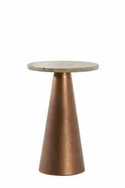 Light en Living Bijzettafel 36x36x51 cm YNEZ travertin bruin+koper Sale