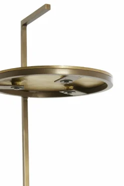 Light en Living Bijzettafel Ø26x76 cm LEDA marmer zand-grijs+d bruin-brons