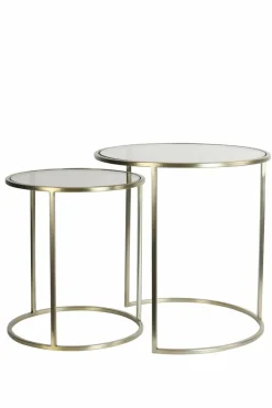 Light en Living Bijzettafel set van 2 DUARTE glas bruin+licht goud Sale
