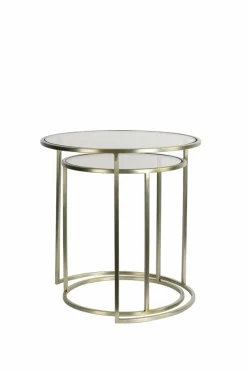 Light en Living Bijzettafel set van 2 DUARTE glas bruin+licht goud Sale