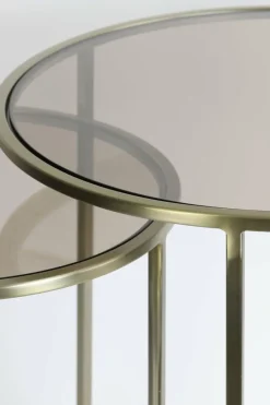 Light en Living Bijzettafel set van 2 DUARTE glas bruin+licht goud Sale