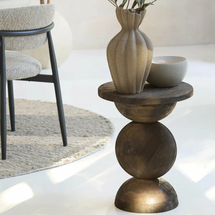 Light en Living Bijzettafel Ø40x50 cm MIRTO hout mat donker bruin Discount