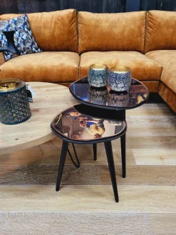 Light en Living Bijzettafel 37x35x44,5 cm DIVO spiegel bruin glas+zwart Best