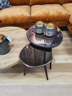 Light en Living Bijzettafel 37x35x44,5 cm DIVO spiegel bruin glas+zwart Best