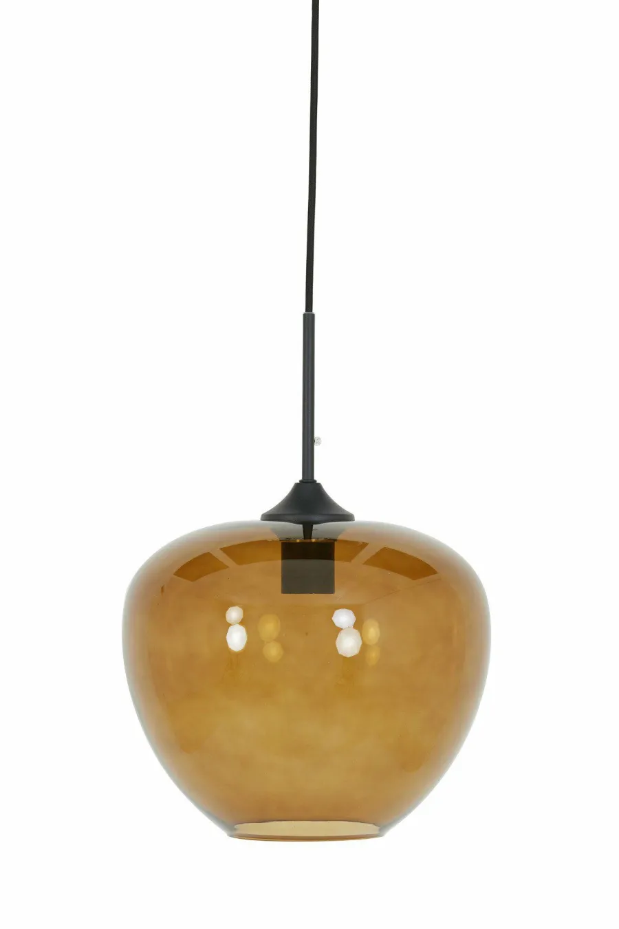 Light en Living Hanglamp MAYSON zwart+glas bruin - Diverse maten Outlet
