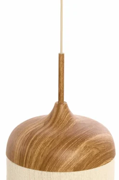 Light en Living Hanglamp Ø22x41,5 cm DANIA hout print naturel+touw crème Online