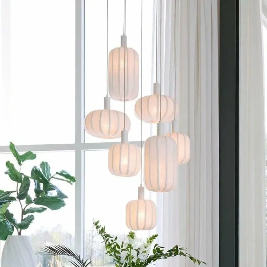 Light en Living Hanglamp 7L Ø53x34 cm TUFIA linnen crème New