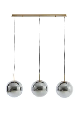 Light en Living Hanglamp 3L 120x30x30 cm MEDINA glas smoke+goud New