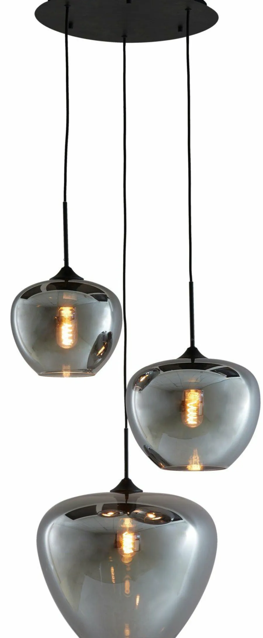 Light en Living Hanglamp 3L Ø40x160 cm MAYSON mat zwart+glas smoke Hot