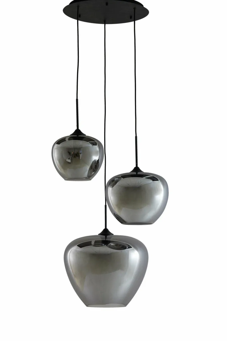 Light en Living Hanglamp 3L Ø40x160 cm MAYSON mat zwart+glas smoke Hot