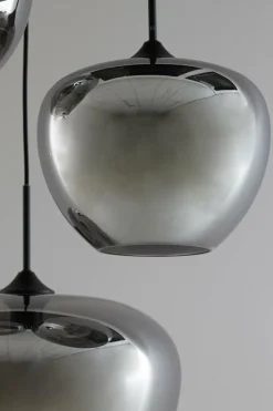 Light en Living Hanglamp 3L Ø40x160 cm MAYSON mat zwart+glas smoke Hot