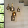 Light en Living Hanglamp 5L Ø66x80 cm LEKAR antiek brons+smoke glas Hot