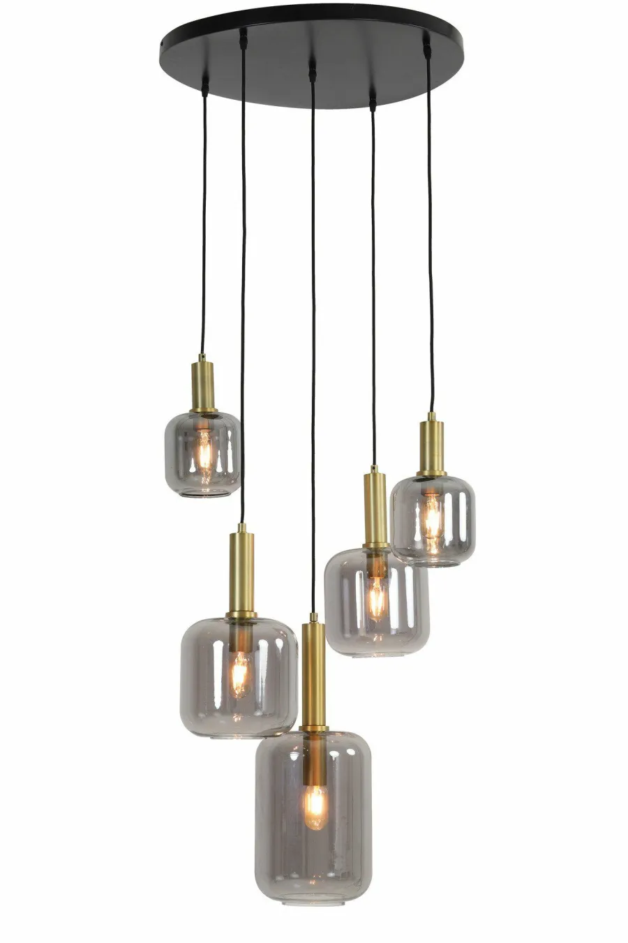Light en Living Hanglamp 5L Ø66x80 cm LEKAR antiek brons+smoke glas Hot