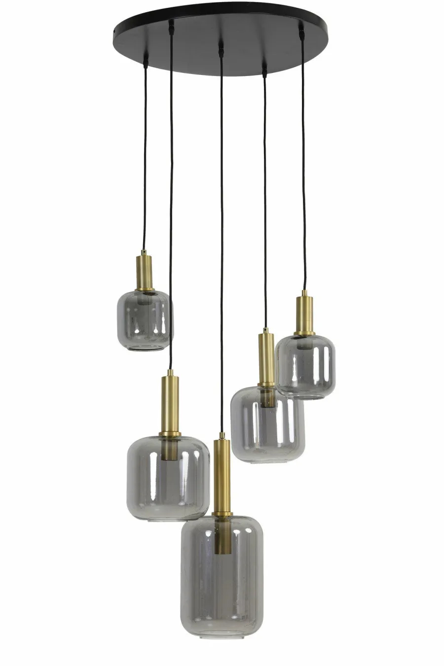 Light en Living Hanglamp 5L Ø66x80 cm LEKAR antiek brons+smoke glas Hot