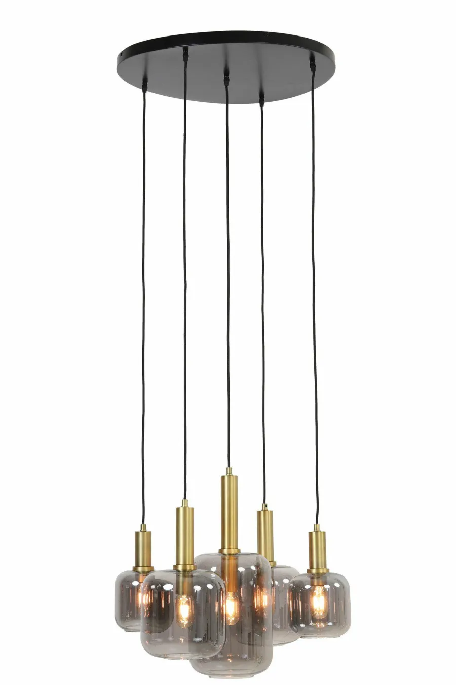 Light en Living Hanglamp 5L Ø66x80 cm LEKAR antiek brons+smoke glas Hot