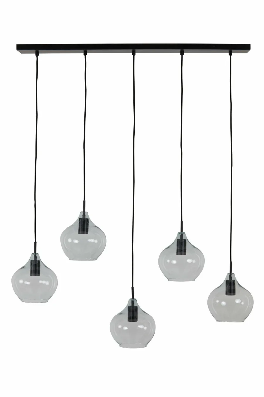 Light en Living Hanglamp 5L 104x20x120 cm RAKEL mat zwart+helder New