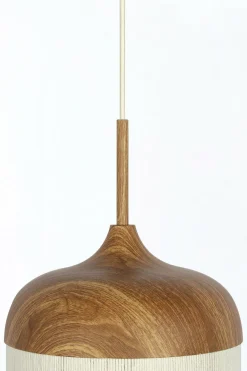Light en Living Hanglamp Ø27,5x52 cm DANIA hout print naturel+touw crème Discount