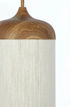 Light en Living Hanglamp Ø27,5x52 cm DANIA hout print naturel+touw crème Discount