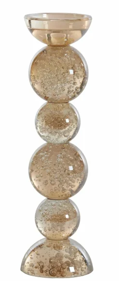 Light en Living Kaarsenhouder Ø9,5x34 cm ITINGA glas bubbel amber Best