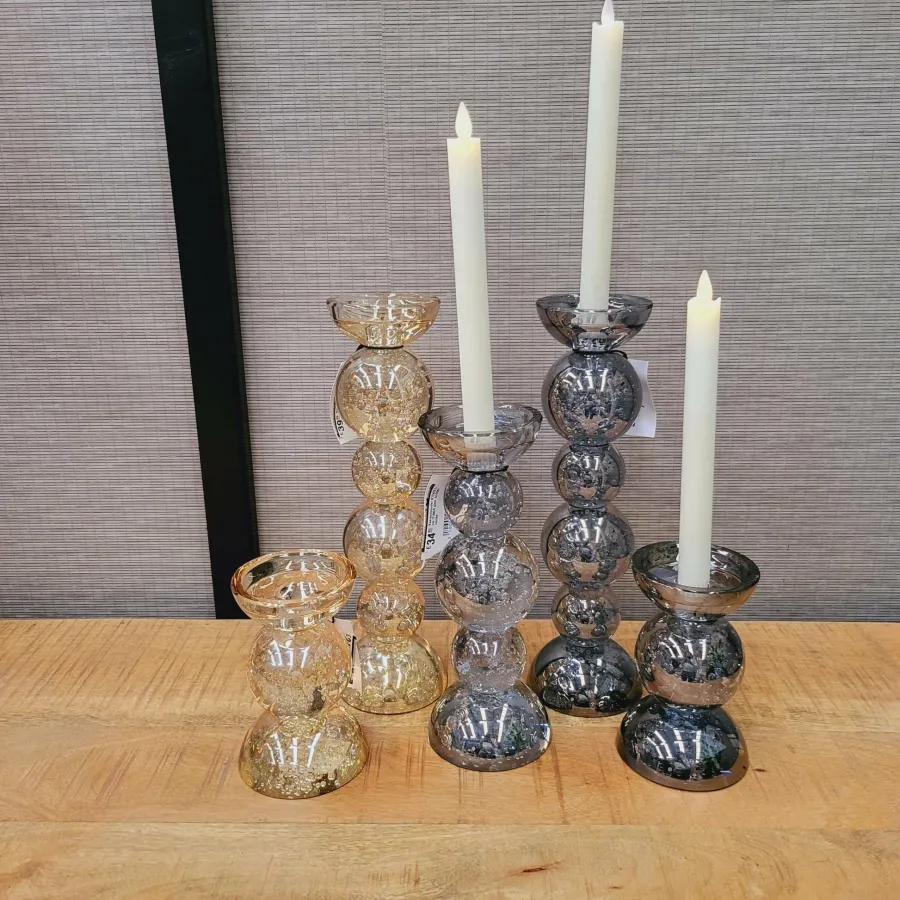 Light en Living Kaarsenhouder Ø10x26,5 cm ITINGA glas bubbel smoke Discount