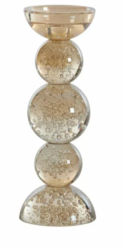 Light en Living Kaarsenhouder Ø10x26,5 cm ITINGA glas bubbel amber New
