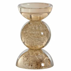 Light en Living Kaarsenhouder ITINGA Ø9,5x15,5 cm Glas Bubbel Amber – Light & Living Clearance