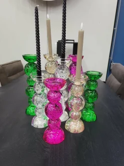 Light en Living Kaarsenhouder Ø9,5x34 cm ITINGA glas bubbel groen New