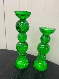 Light en Living Kaarsenhouder Ø9,5x34 cm ITINGA glas bubbel groen New