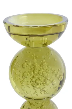 Light en Living Kaarsenhouder Ø9,5x34 cm ITINGA glas bubbel olijf groen Discount