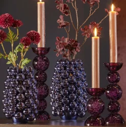 Light en Living Kaarsenhouder Ø9,5x34 cm ITINGA glas bubbel paars Best