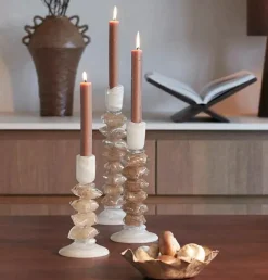 Light en Living Kandelaar Ø11,5X35 Cm ESTINA creme+bruin New