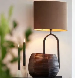 Light en Living Kap ovaal recht smal 38x17,5x28 cm VELOURS chocolade bruin Discount