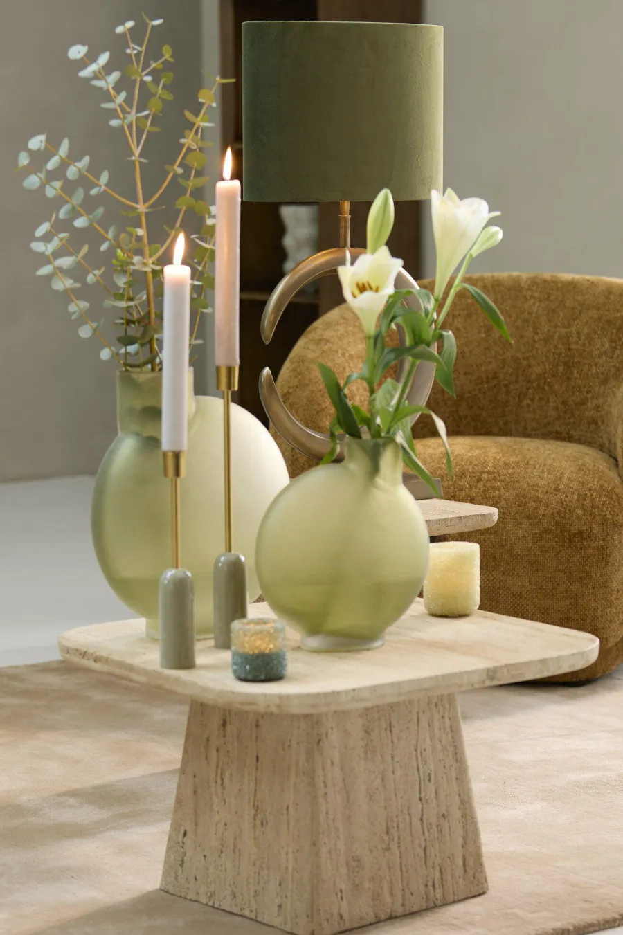 Light en Living Kap ovaal VELOURS Dusty groen Outlet
