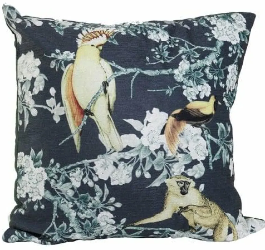 Light en Living Kussen 45x45 cm DAINTREE print zwart-groen Clearance