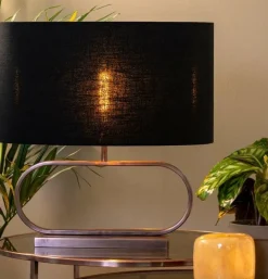 Light en Living Lampenkap ovaal recht Livigno zwart - diverse maten Clearance